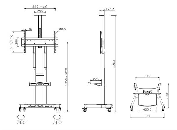Multibrackets M Public Floorstand Basic 180 gulvstativ med hjul