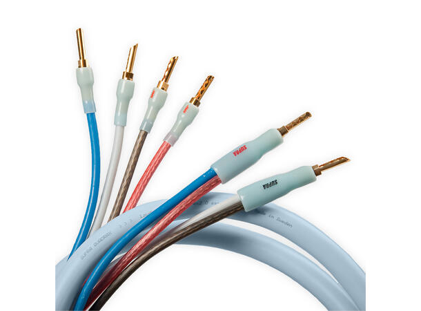 Supra Quadrax 4×2 mm² bi-wire høyttalerkabel Combicon