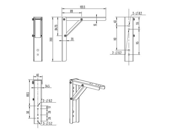 Grandview veggfeste i metall 20 cm - Pris pr par 