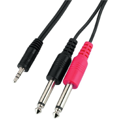 Monacor Y-ledd MCA-204 2m, 3,5mm stereo - 2 x 6,3mm mono Jack