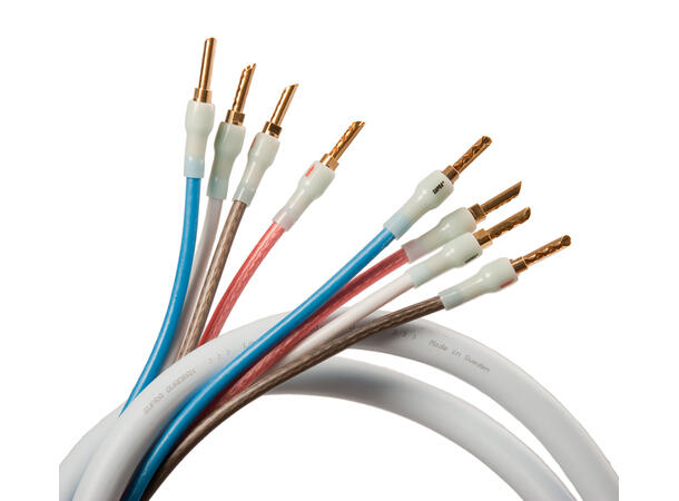 Supra Quadrax 4×2 mm² bi-amp høyttalerkabel med CombiCon M6-kontakter