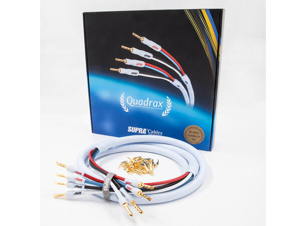Supra Quadrax 4×2 mm² bi-amp høyttalerkabel med CombiCon M6-kontakter