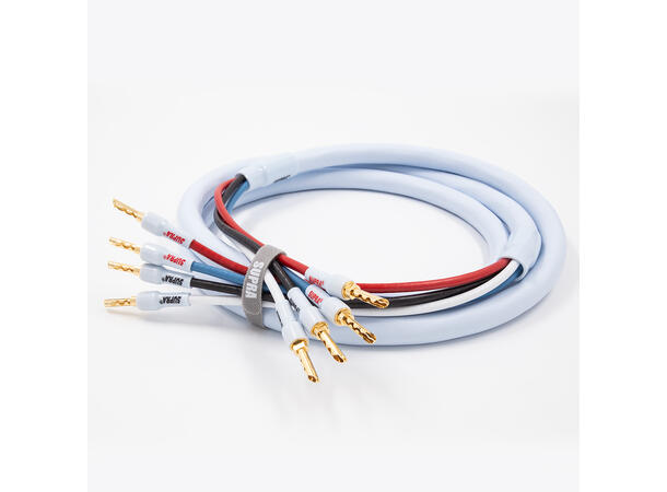 Supra Quadrax 4×2 mm² bi-amp høyttalerkabel med CombiCon M6-kontakter