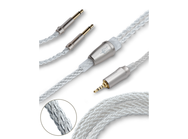 Meze sølvbelagt kabel 2x 3,5mm - 2,5 mm 1,2 m kabel