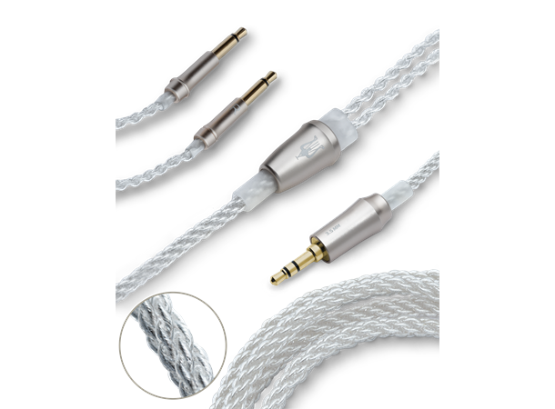Meze sølvbelagt kabel 2x 3,5mm - 3,5 mm 1,2 m kabel